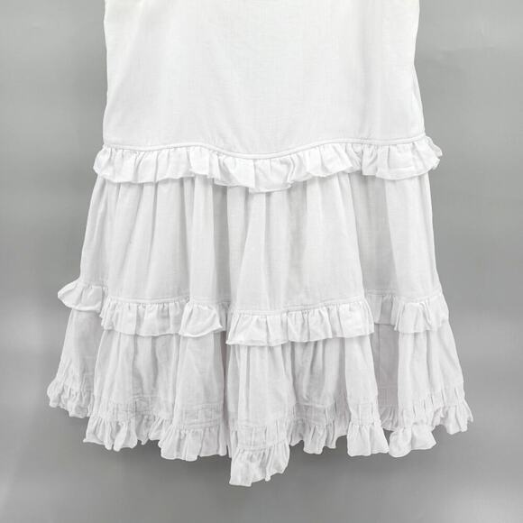MORTON MAC Elsied Dress Womens Small White Linen Tiered Flattering Australia - Picture 5 of 15